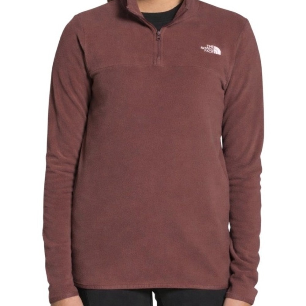 The North Face TKA Glacier Quarter Zip Fleece Pullover Brown Womens Size Medium